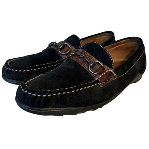 MARTIN DINGMAN BILL SAFARI KUDU Black SUEDE HORSE BIT LOAFERS Women’s Sz 8.5M